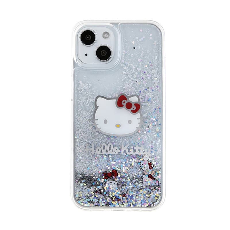 Hello Kitty Liquid Glitter Charms Kitty Head - iPhone 15 case (silver) 3