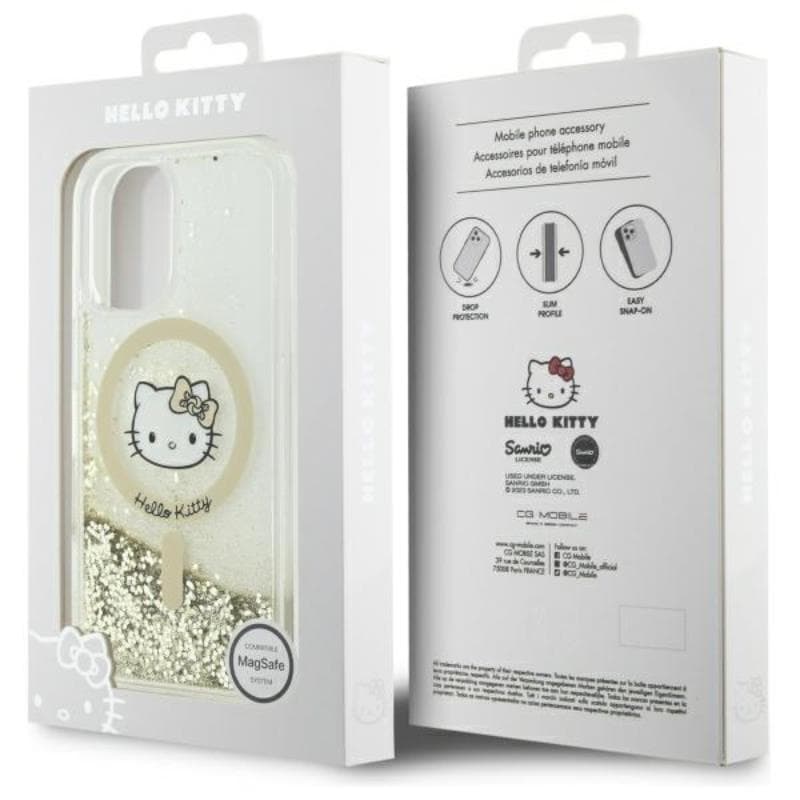 Hello Kitty Liquid Glitter Fever MagSafe - Case for iPhone 16 (white/gold) 8