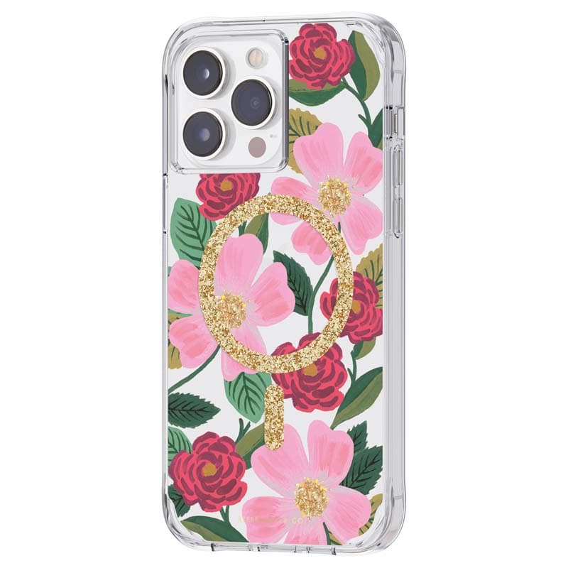 Rifle Paper Clear MagSafe - Case decorated in gold for iPhone 14 Pro Max (Rose Garden) 3