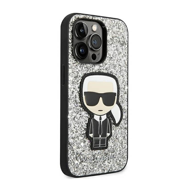 Karl Lagerfeld Glitter Flakes Ikonik - Case for iPhone 14 Pro Max (Silver) 4