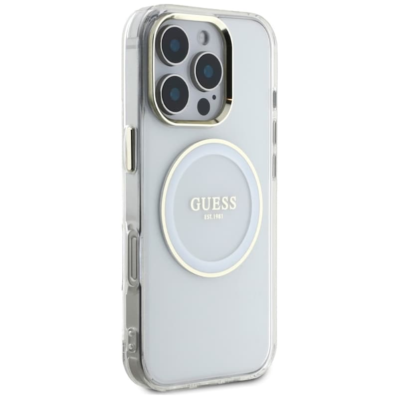 Guess IML Metal Colored Circle Classic Logo MagSafe - Case for iPhone 16 Pro (white) 4