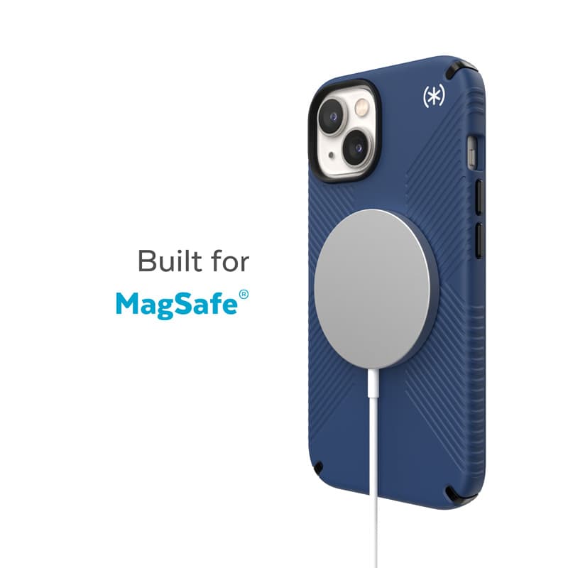 Speck Presidio2 Grip MagSafe - Anti-slip iPhone 14 Plus Case (Coastal Blue / Black / White)