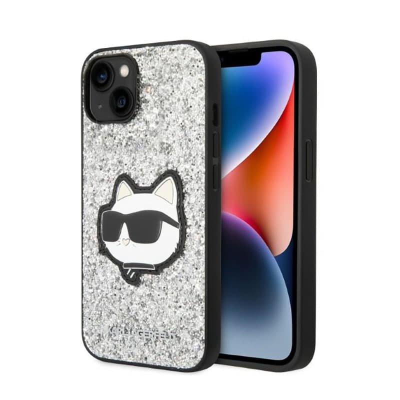 Karl Lagerfeld NFT Glitter Choupette Patch- Case for iPhone 14 Plus (Silver) 1