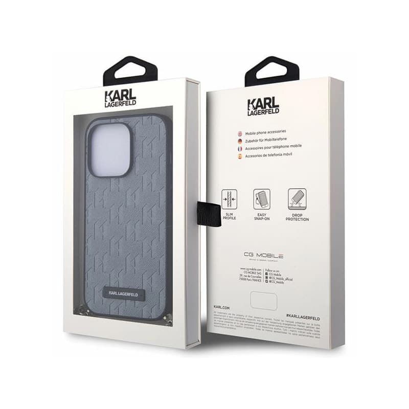 Karl Lagerfeld Saffiano Monogram Chain - Case for iPhone 14 Pro (Silver) 7
