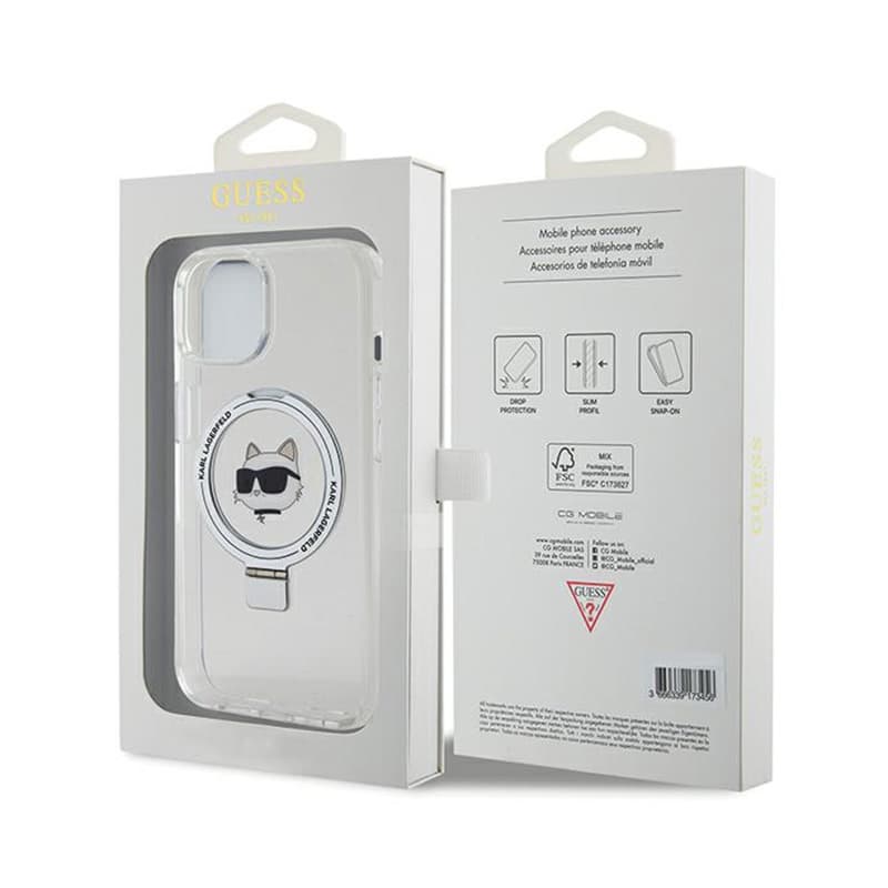 Karl Lagerfeld Ring Stand Choupette Head MagSafe - iPhone 15 Case (white) 8