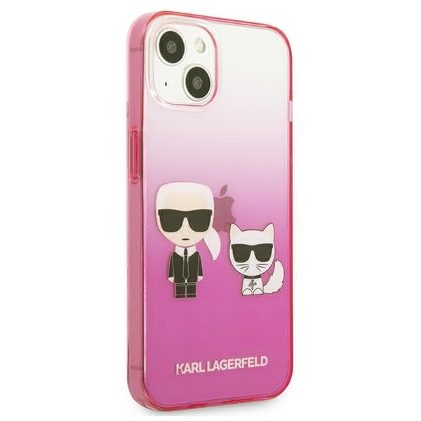 Karl Lagerfeld Gradient Ikonik Karl & Choupette - Case for iPhone 13 mini (Pink) 4