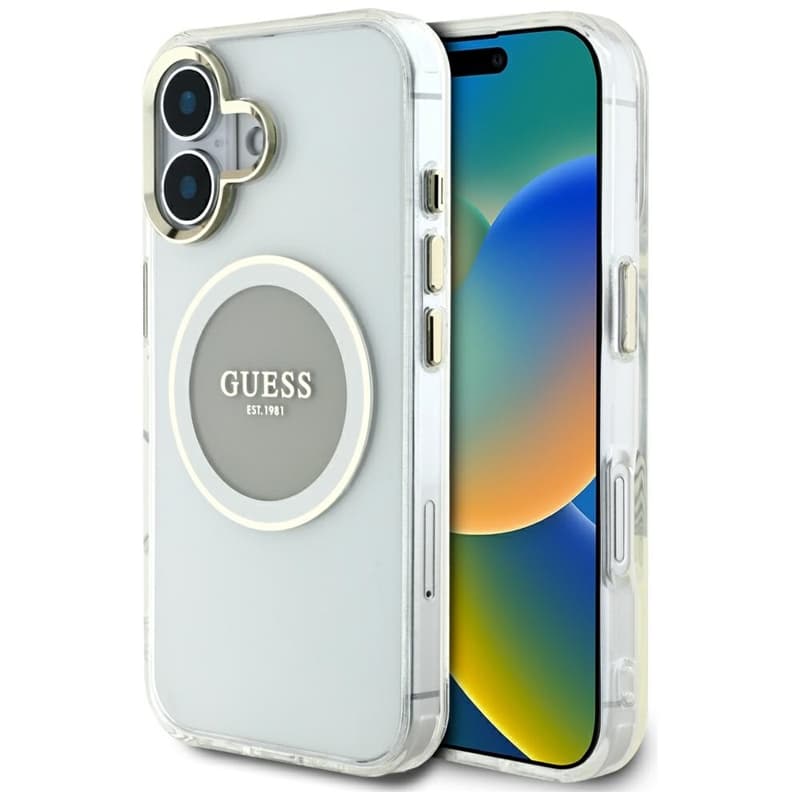 Guess IML Metal Colored Circle Classic Logo MagSafe - Case for iPhone 16 (gray) 1