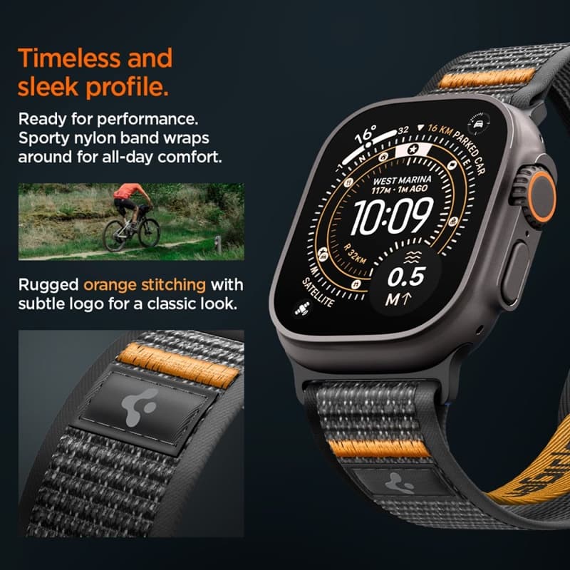 Spigen Athlex Air 2 - Apple Watch Strap 44/45/46/49 mm (Active Black / Orange) 8