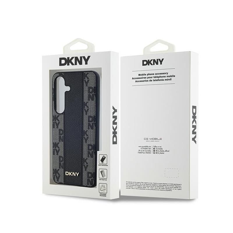 DKNY Leather Checkered Mono Pattern MagSafe - Case for Samsung Galaxy S24 (Black) 8