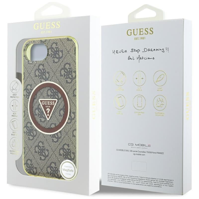 Guess IML Metal Glitter 4G Circle Triangle MagSafe - Case for iPhone 16e (brown) 8