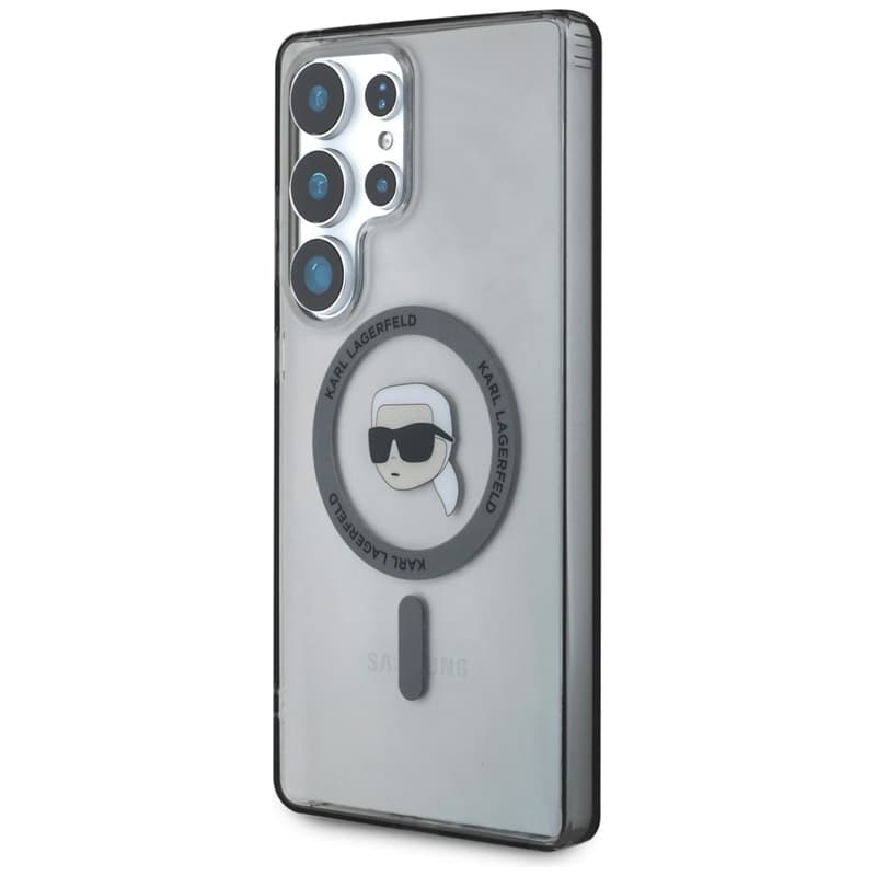Karl Lagerfeld Button Karl Head Printed Logo MagSafe - Case for Samsung Galaxy S25 Ultra (Black) 2