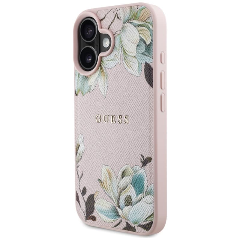 Guess Grained Printed Flower Pattern MagSafe - Case for iPhone 16 (pink) 2