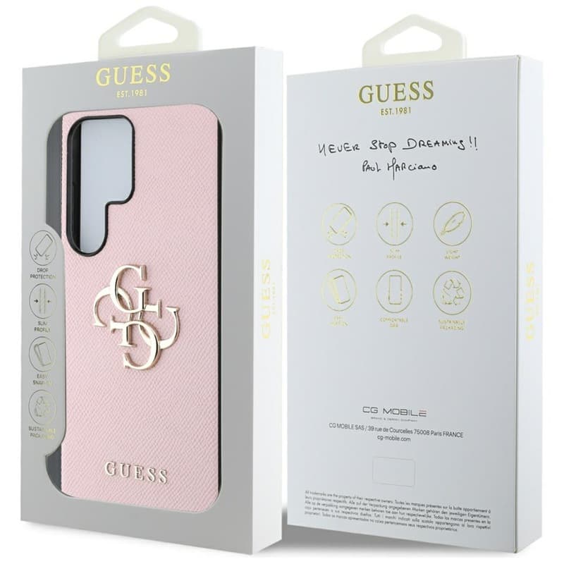 Guess Grained Big 4G Logo Small Classic Logo - Case for Samsung Galaxy S25 Ultra (pink) 8