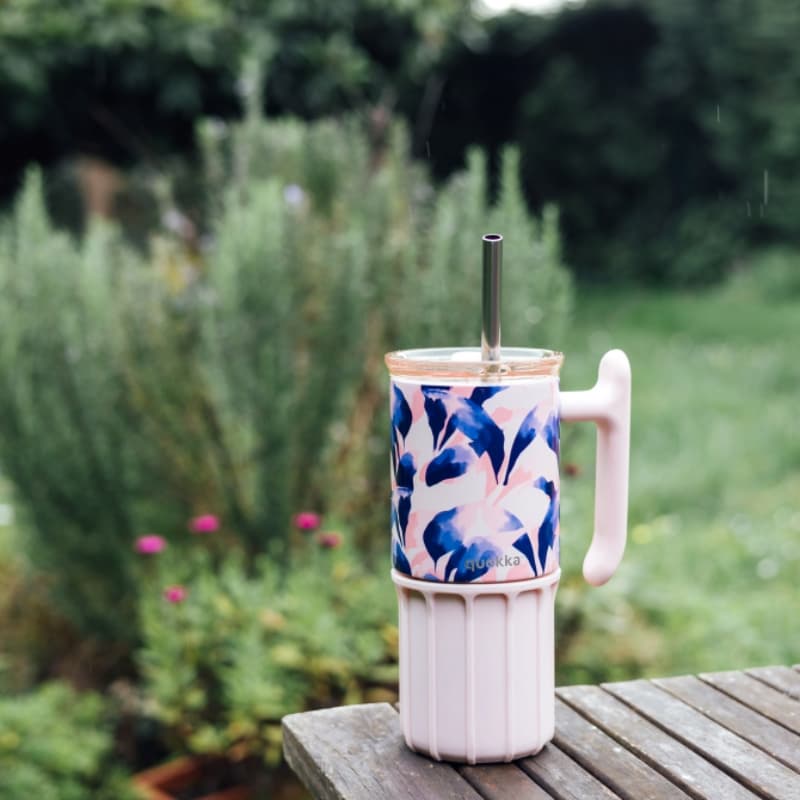 Quokka Umi - 720 ml Stainless Steel Thermal Mug with Straw and Silicone Base (Blue Feather) 3