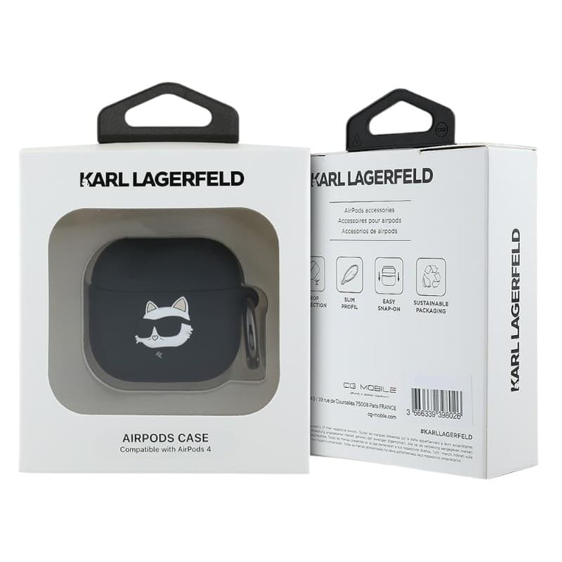 Karl Lagerfeld Silicone Choupette Head 3D - AirPods 4 Case (black) 3