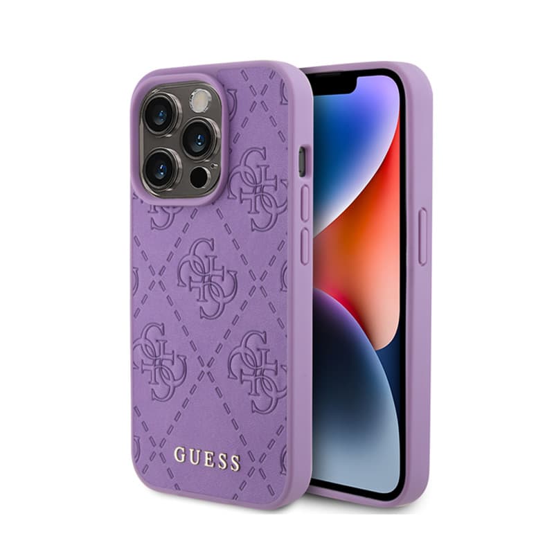 Guess Leather 4G Stamped - Case for iPhone 15 Pro (Purple) 1