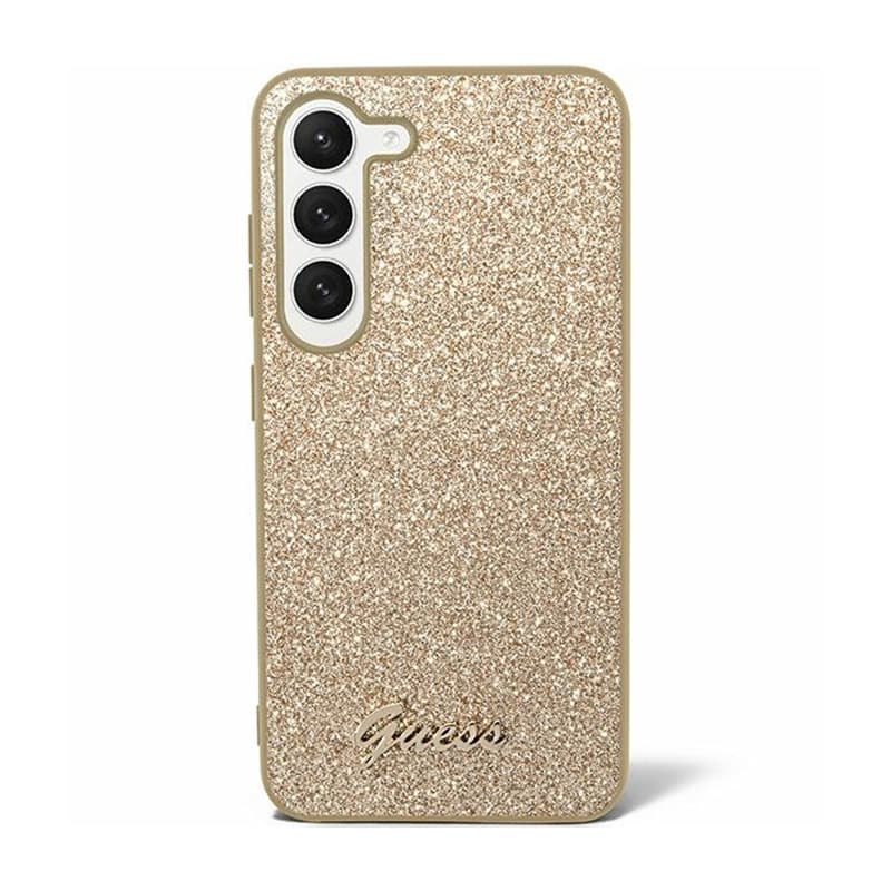 Guess Glitter Flakes Metal Logo Case - Case for Samsung Galaxy S24+ (gold) 2