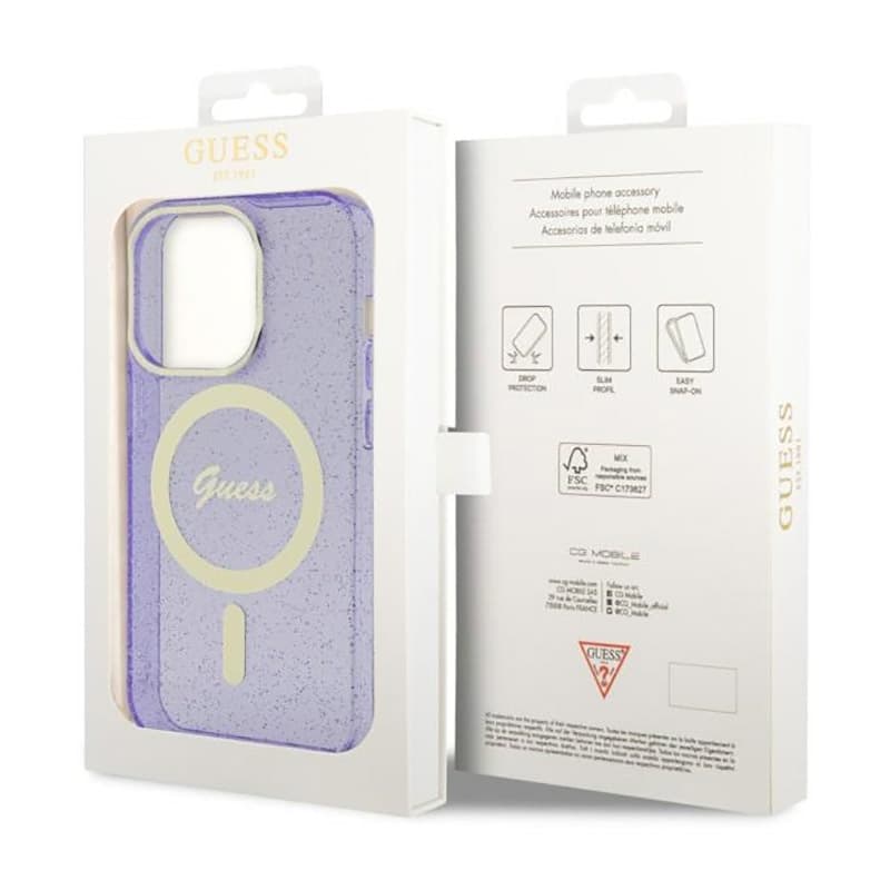 Guess Glitter Gold MagSafe - Case for iPhone 14 Pro (Purple) 8