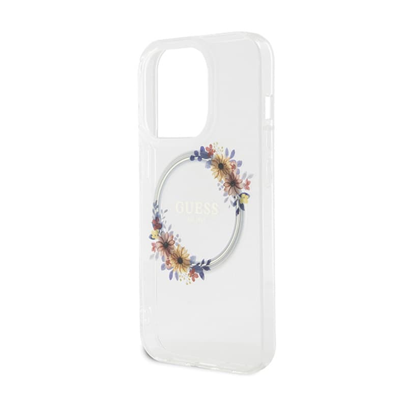 Guess IML Flowers Wreath MagSafe - Case iPhone 15 Pro Max (Clear) 6