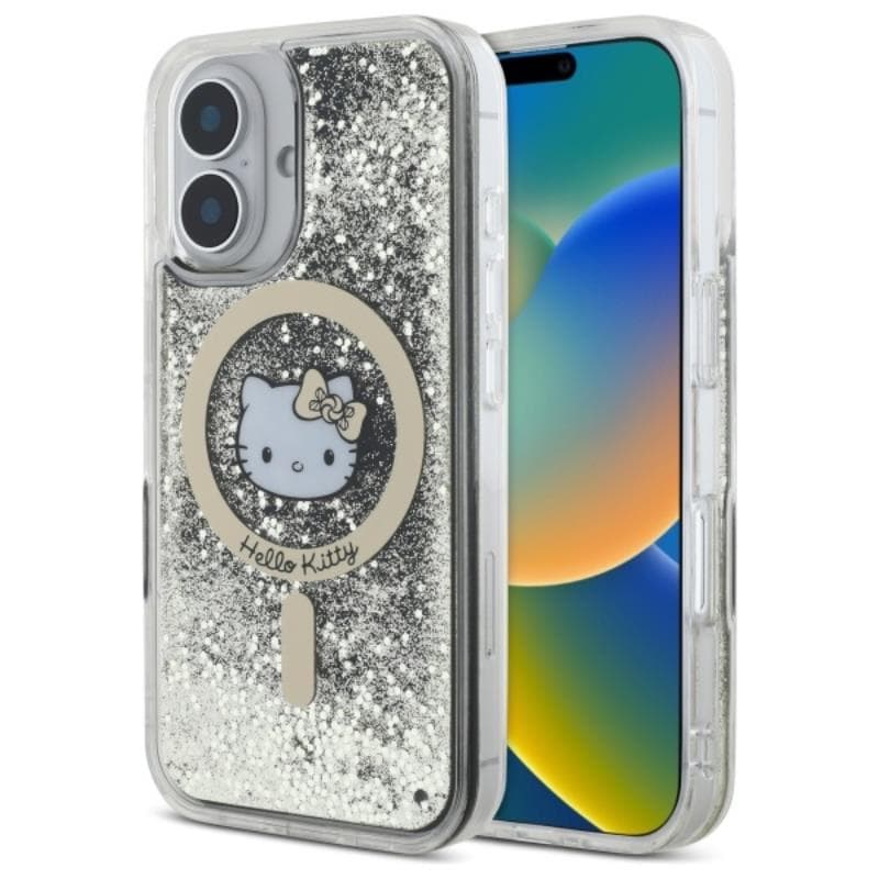 Hello Kitty Liquid Glitter Fever MagSafe - Case for iPhone 16 (black/gold) 1