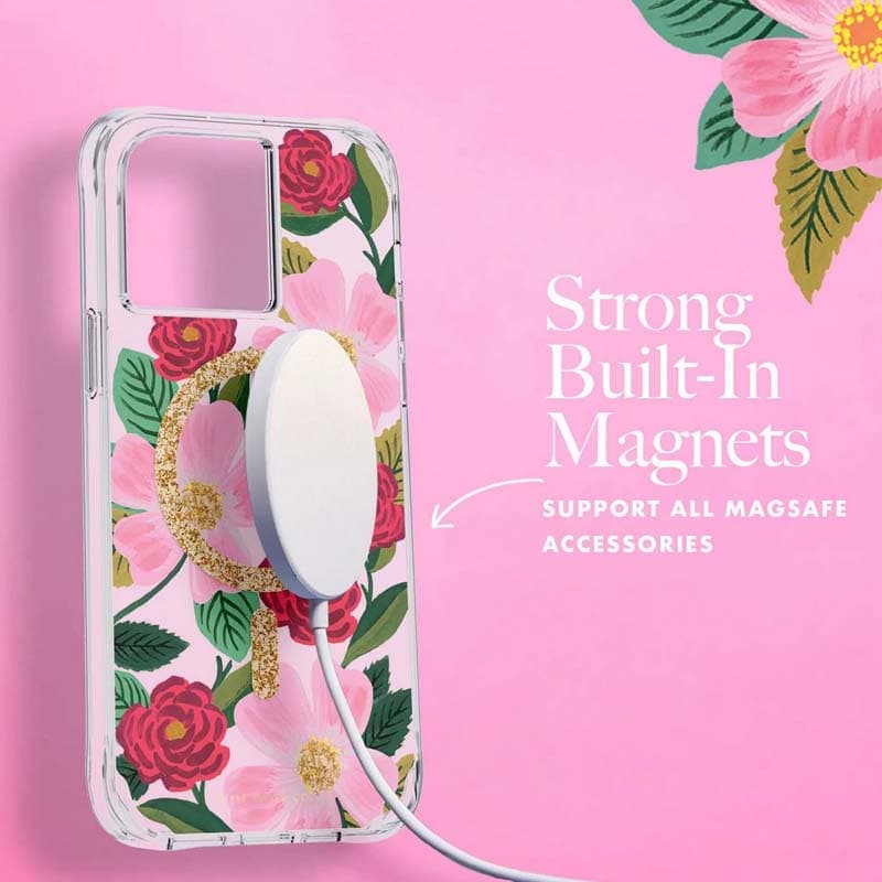 Rifle Paper Clear MagSafe - Case decorated in gold for iPhone 14 Pro Max (Rose Garden) 5