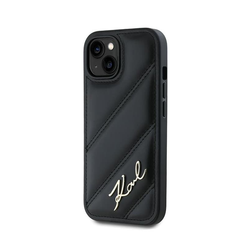 Karl Lagerfeld Diagonal Quilted Script - Case for iPhone 13 (Black) 2