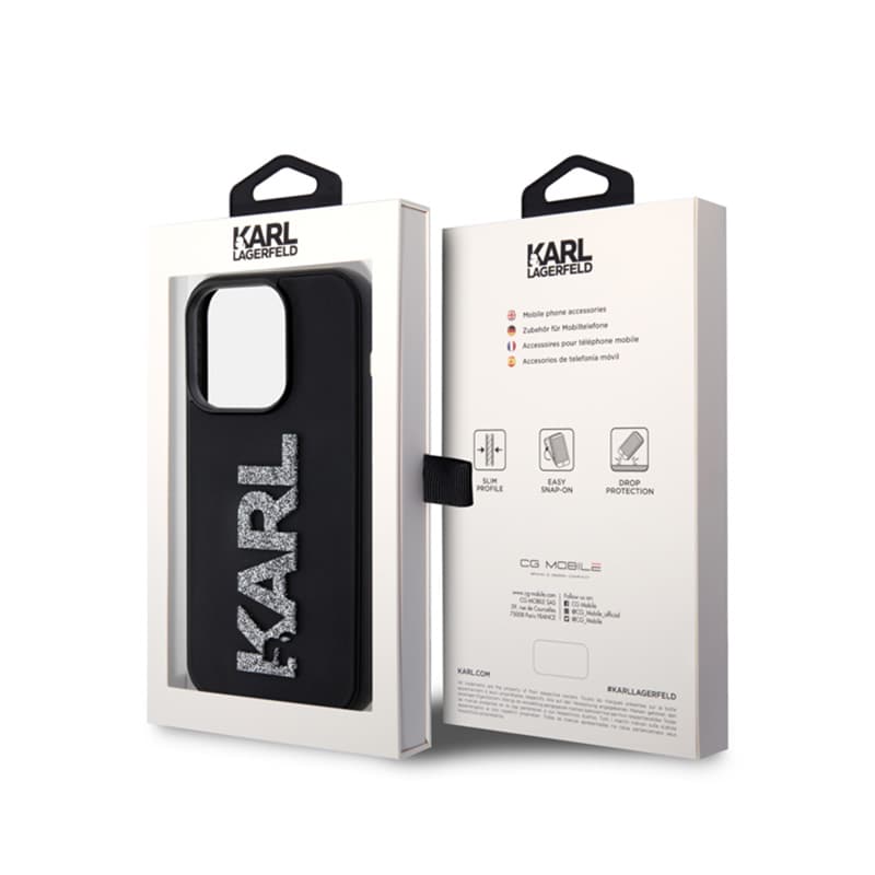 Karl Lagerfeld 3D Rubber Glitter Logo - Case for iPhone 15 Pro Max (Black) 8