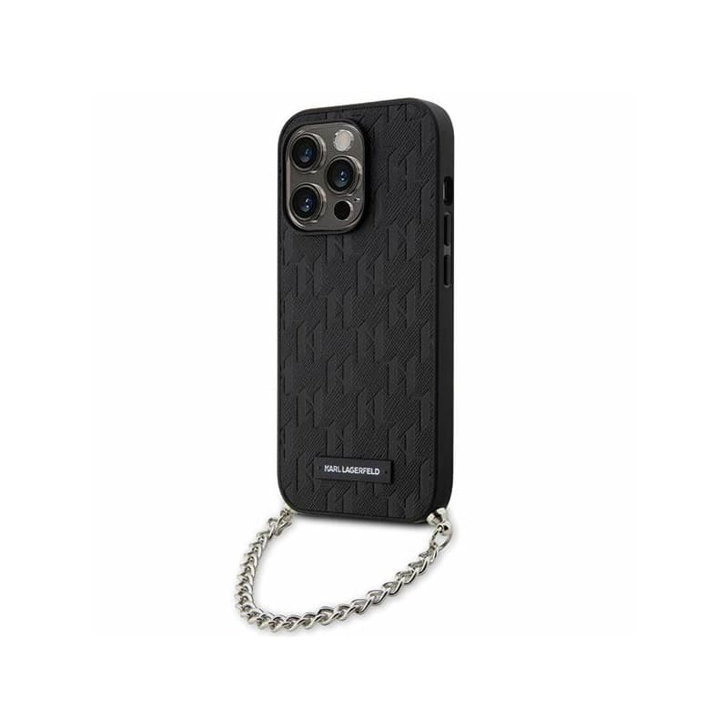 Karl Lagerfeld Saffiano Monogram Chain - Case for iPhone 14 Pro (Black) 1