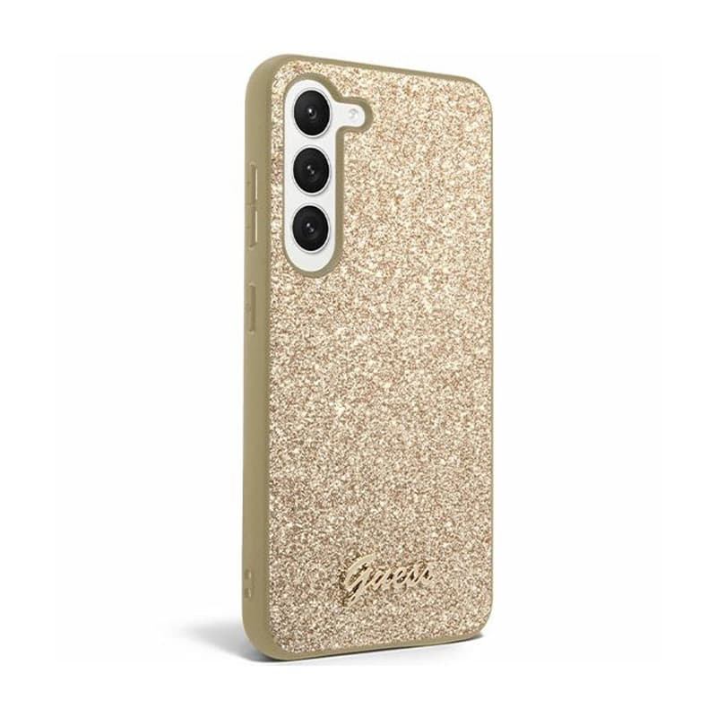 Guess Glitter Flakes Metal Logo Case - Case for Samsung Galaxy S24+ (gold) 3