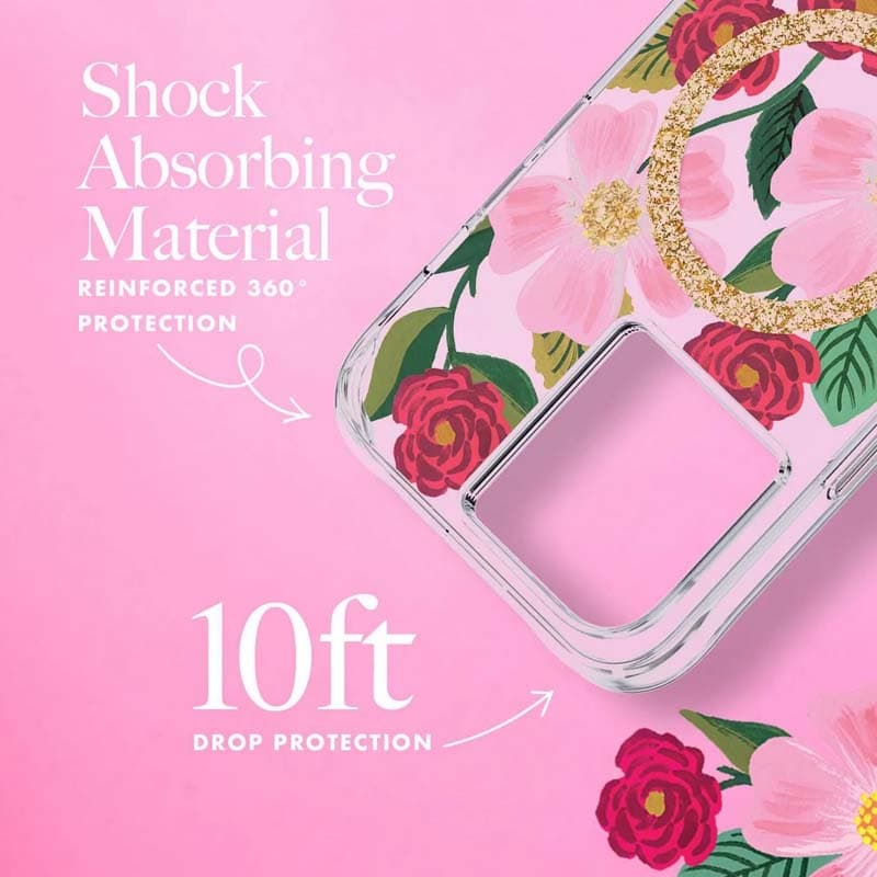 Rifle Paper Clear MagSafe - Case decorated in gold for iPhone 14 Pro Max (Rose Garden) 6