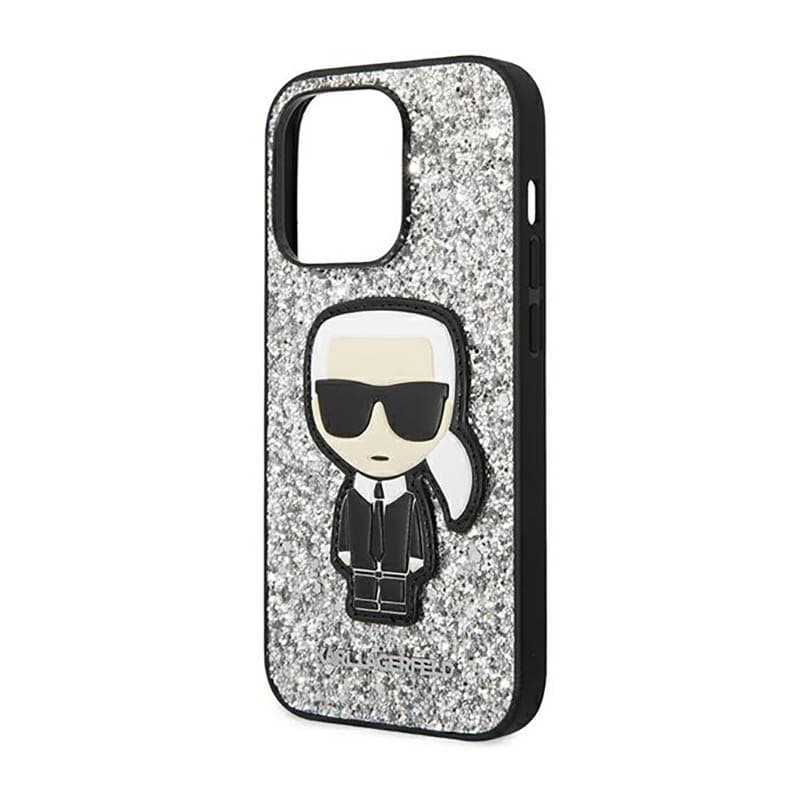 Karl Lagerfeld Glitter Flakes Ikonik - Case for iPhone 14 Pro Max (Silver) 6