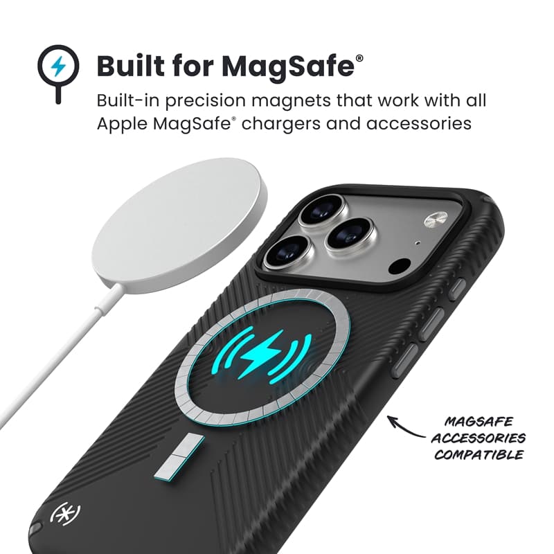 Speck Presidio2 Grip MagSafe - iPhone 17 Pro Case (Black / Slate Gray / White) 5
