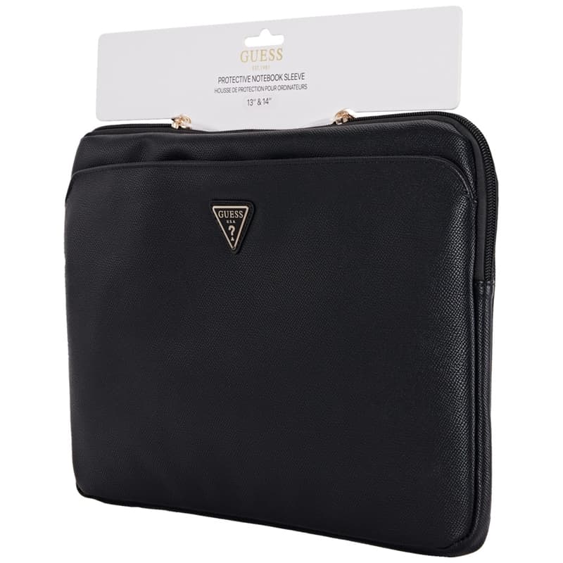 Guess Grained Zipper Pocket Triangle Logo Sleeve - Laptop Sleeve 14" (black) 4
