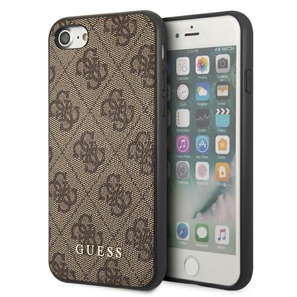 Guess 4G Metal Gold Logo - Case for iPhone SE 2022 / SE 2020 / 8 / 7 (brown) 1
