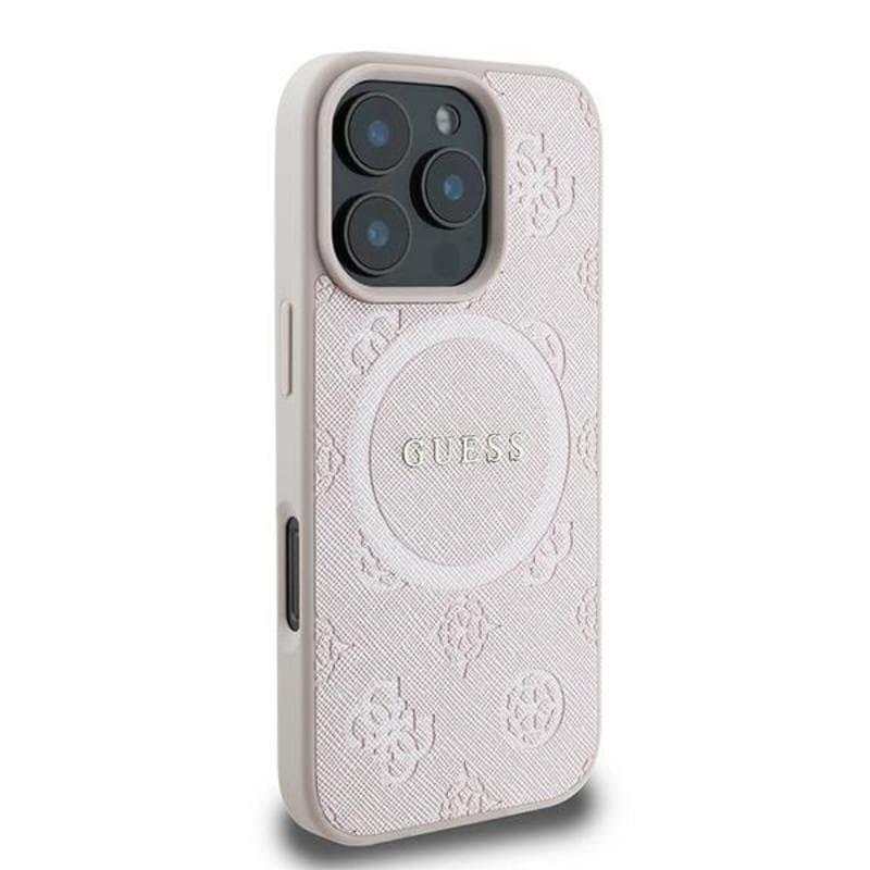 Guess Saffiano Peony Classic Logo MagSafe - Case iPhone 16 Pro (pink) 4