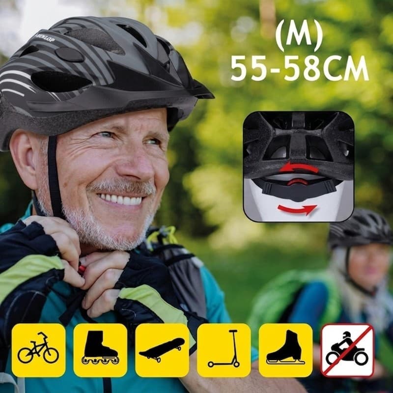 Dunlop - Adjustable MTB Bike Helmet Size M 55-58 cm (Gray-Black) 4