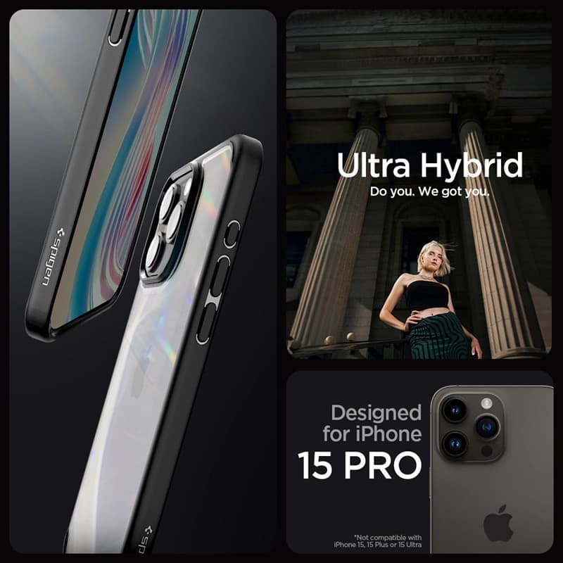 Spigen Ultra Hybrid - Case for iPhone 15 Pro (Frost Black) 6