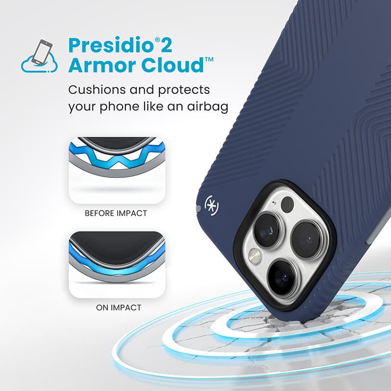 Speck Presidio2 Grip - iPhone 16 Pro Max Case (Coastal Blue / Dust Gray / White) 2