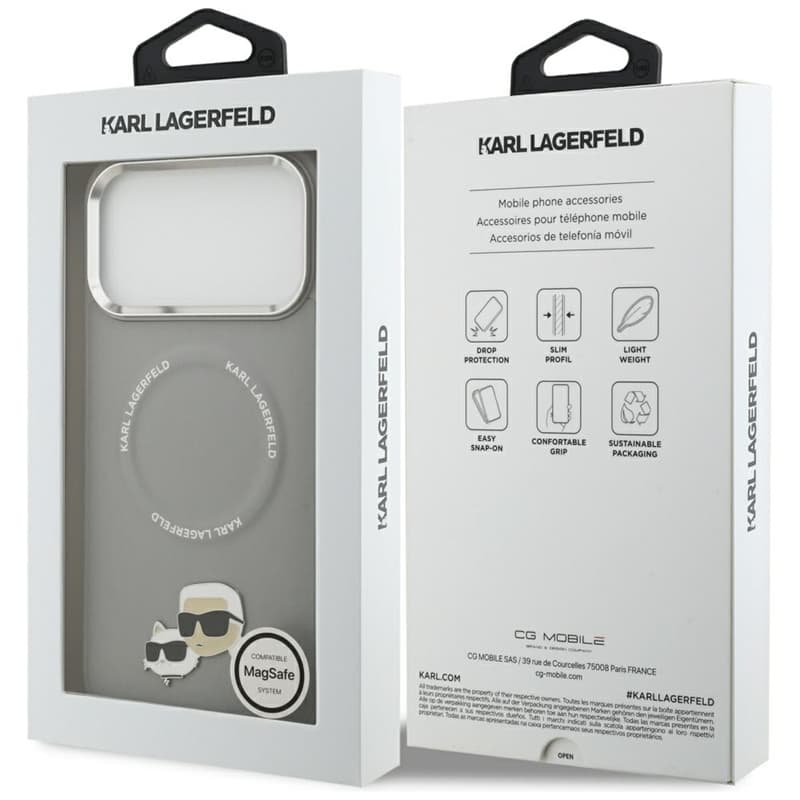 Karl Lagerfeld Karl & Choupette Pins MagSafe - Case for iPhone 17 Pro (gray) 8