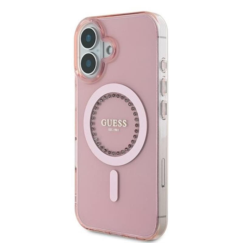 Guess IML Rhinestones MagSafe - Case for iPhone 16 Plus (Pink) 2