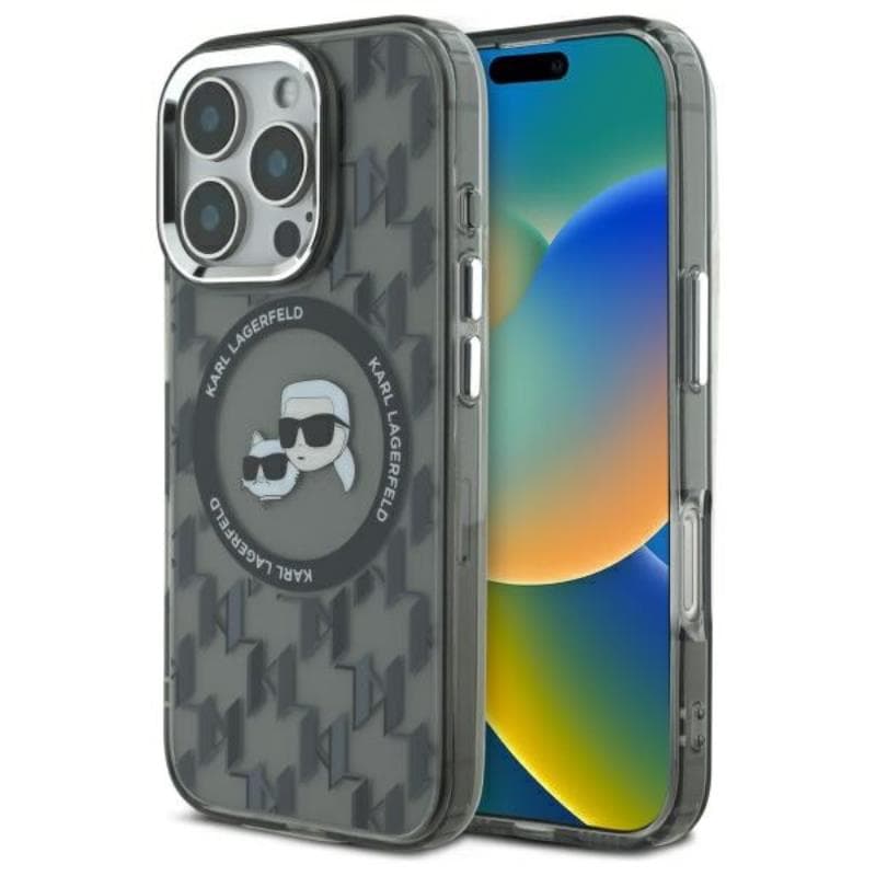 Karl Lagerfeld IML Monogram Karl & Choupette Head MagSafe - Case for iPhone 16 Pro Max (black)