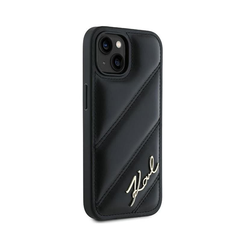 Karl Lagerfeld Diagonal Quilted Script - Case for iPhone 13 (Black) 4