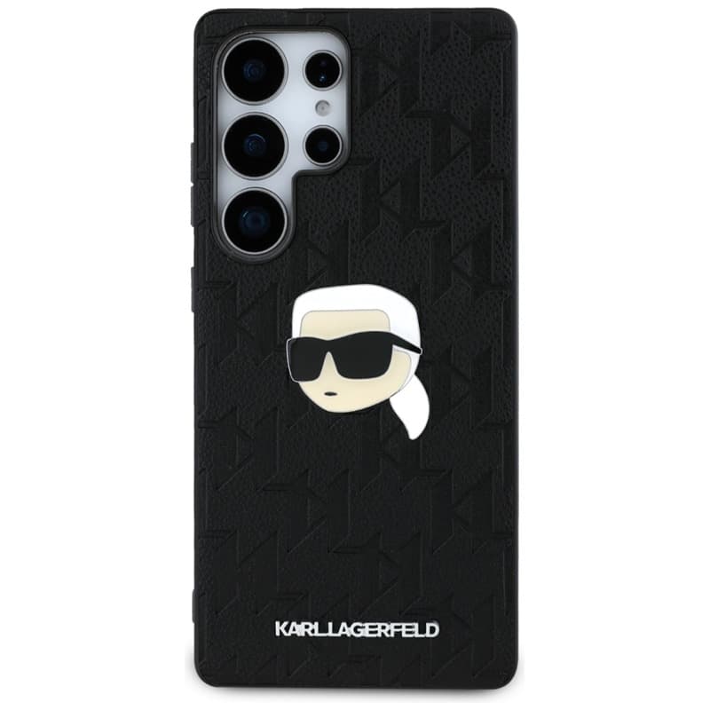 Karl Lagerfeld Leather Monogram Pin Logo Karl Head - Case for Samsung Galaxy S25 Ultra (Black) 3