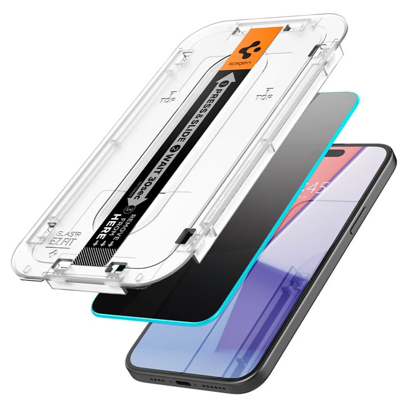 Spigen GLAS.TR EZ FIT Privacy 2-Pack - Tempered glass with privacy filter for iPhone 15 / 16 2pcs 2