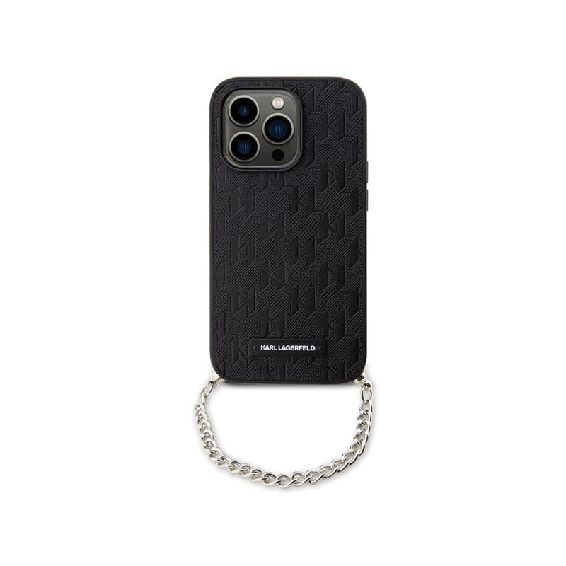 Karl Lagerfeld Saffiano Monogram Chain - Case for iPhone 14 Pro (Black) 2