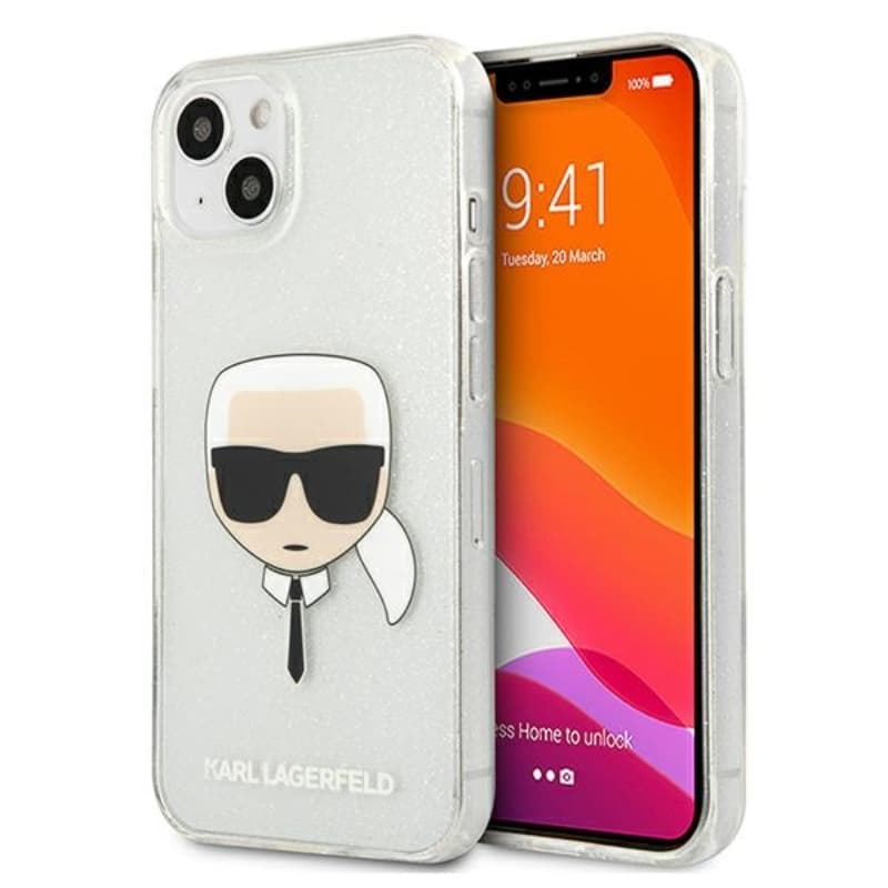 Karl Lagerfeld Karl's Head Glitter - Case for iPhone 13 mini (Silver) 1