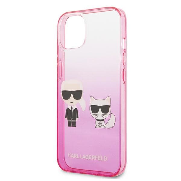 Karl Lagerfeld Gradient Ikonik Karl & Choupette - Case for iPhone 13 mini (Pink) 6
