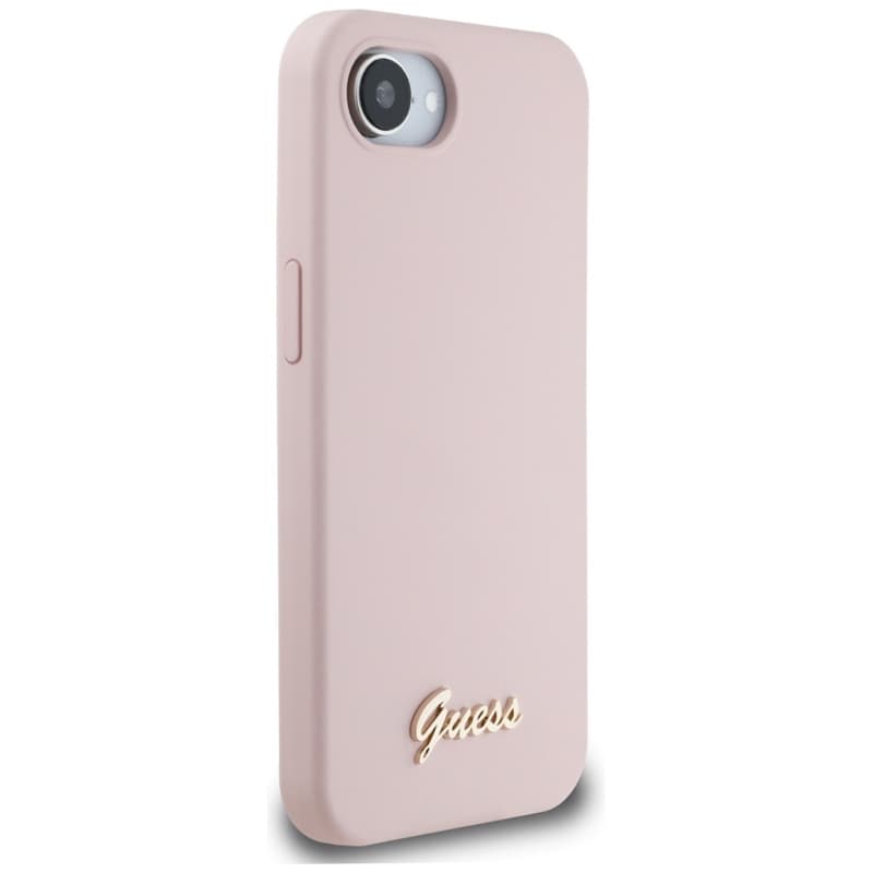 Guess Silicone Script Metal Logo MagSafe - Case for iPhone 16e (pink) 4
