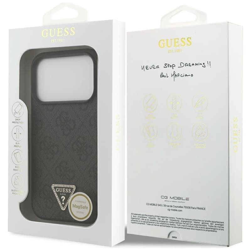 Guess Leather 4G Triangle Strass MagSafe - Case iPhone 17 Pro (Black) 8