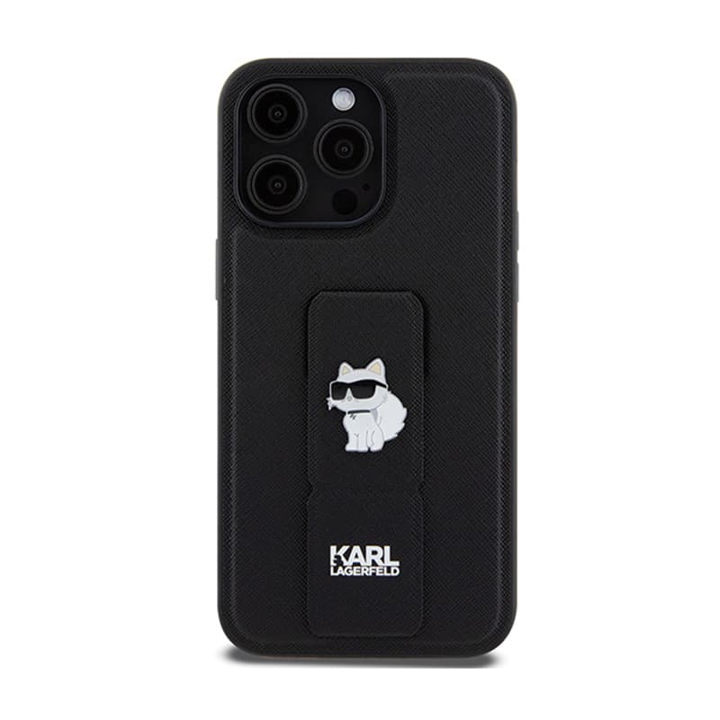 Karl Lagerfeld Gripstand Saffiano Choupette Pins - iPhone 13 Pro Max Case (black) 3